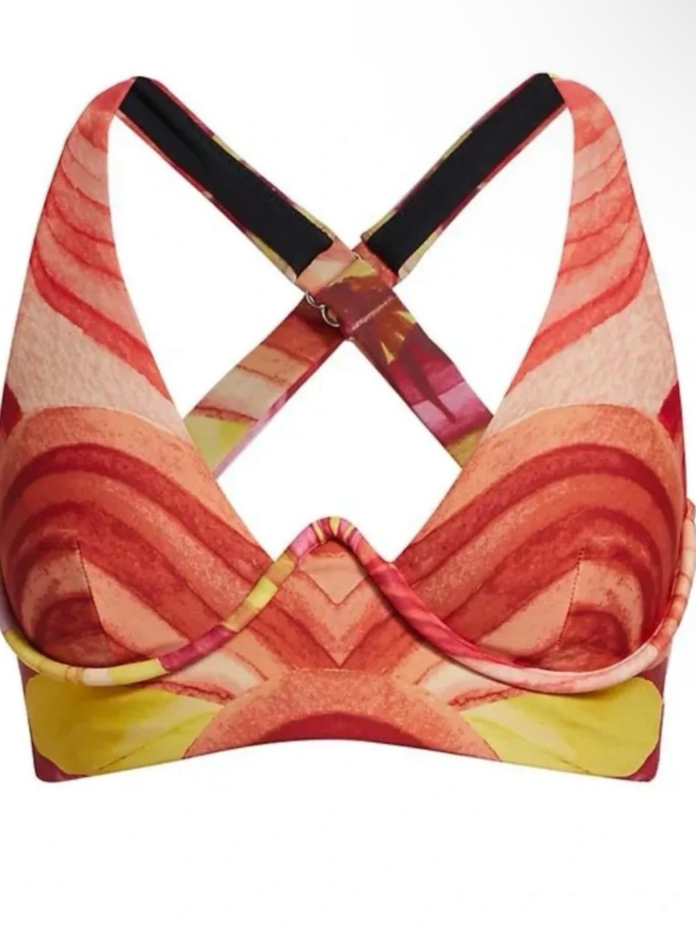 Andrea Iyamah Kasa Longline Underwire Bikini Top Sunset Coral Yellow Red 8 10 - Picture 3 of 6